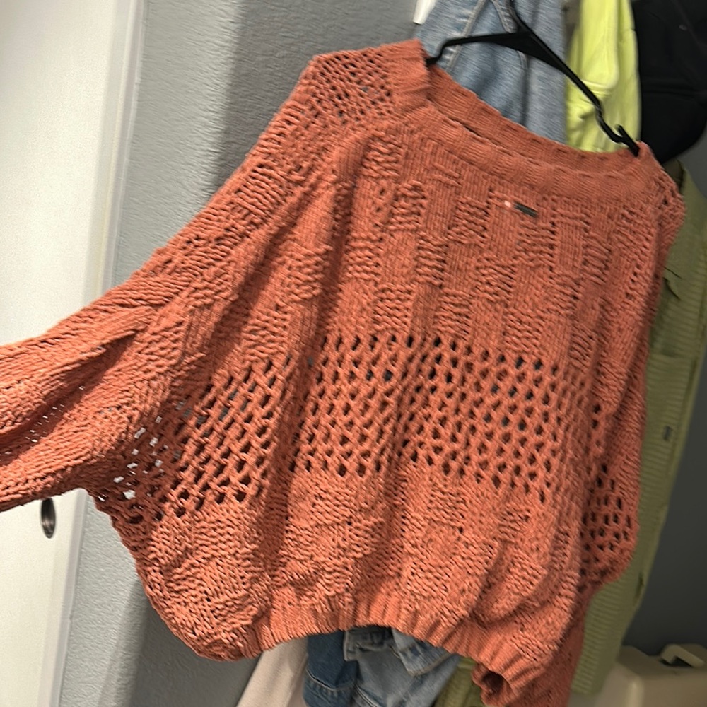 Rust Open-Knit Women's Sweater - Picture 6 of 6